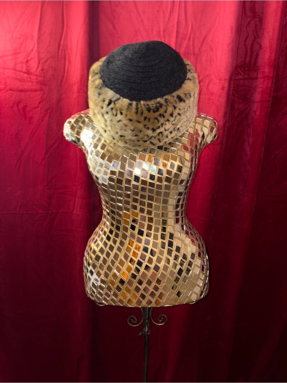 Leopard Faux Fur Trim Winter Hat - Picture 2 of 5